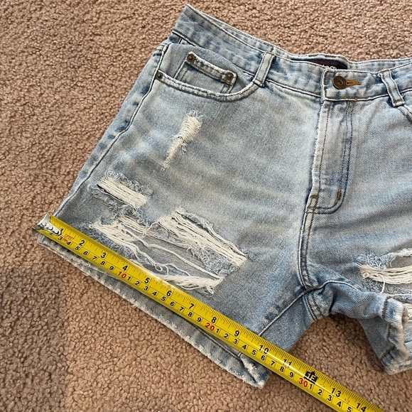 JABA Distressed Ripped High-waisted Denim Shorts - Picture 6 of 8